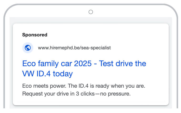 Google Ads mock preview