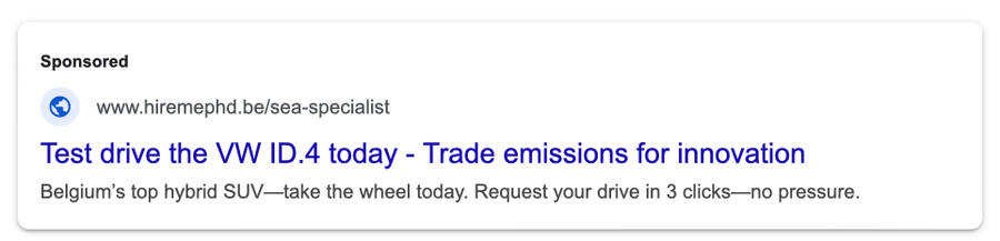 Google Ads mock preview