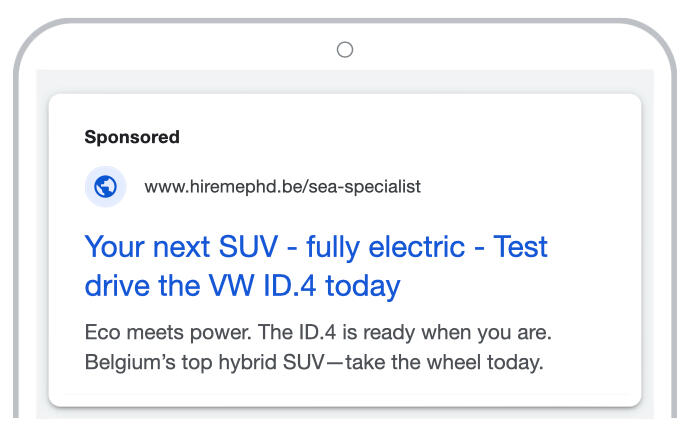 Google Ads mock preview