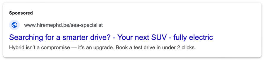 Google Ads mock preview