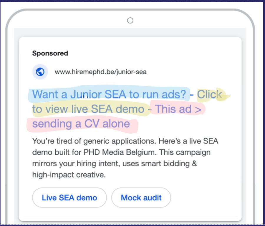 Google Ads mock preview